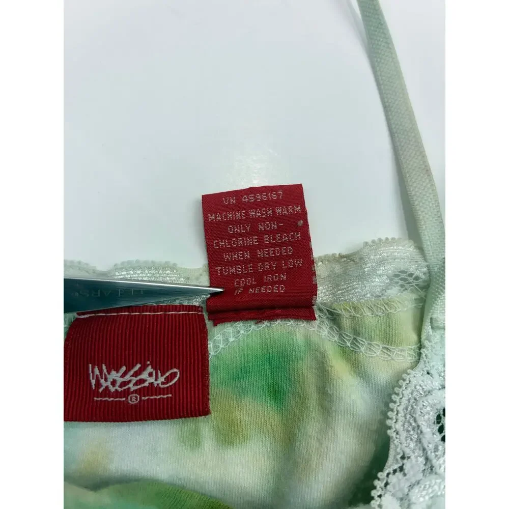 Vintage Y2K Mossimo Boho Lace Trim Tie Dye Cami Spaghetti Strap Tank Top M - Picture 4 of 6